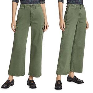 NWT New Paige Carly Wide-Leg Ankle Cargo Green Pants Size 27